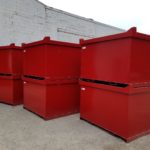 Photo of tote boxes for an aluminum manufacturer ready for shipping